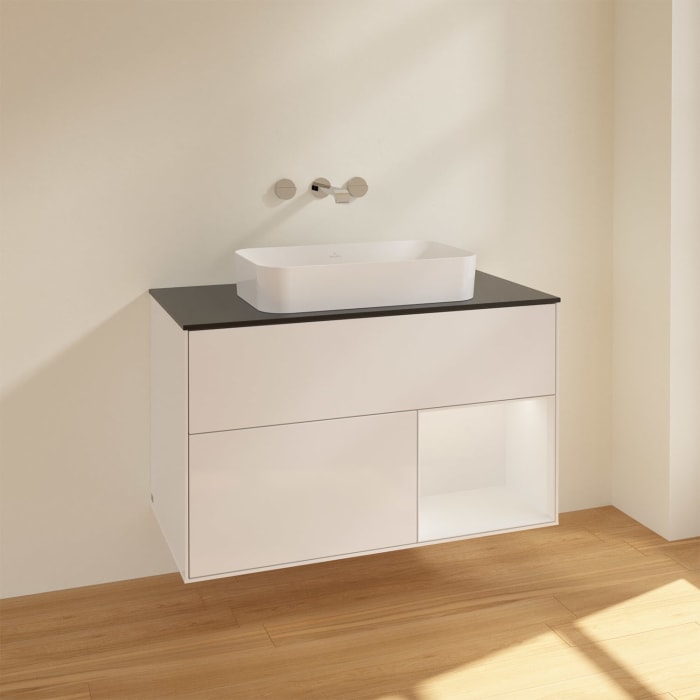 Villeroy & Boch Finion Waschtischunterschrank 100 cm mit Regalelement rechts und Abdeckplatte