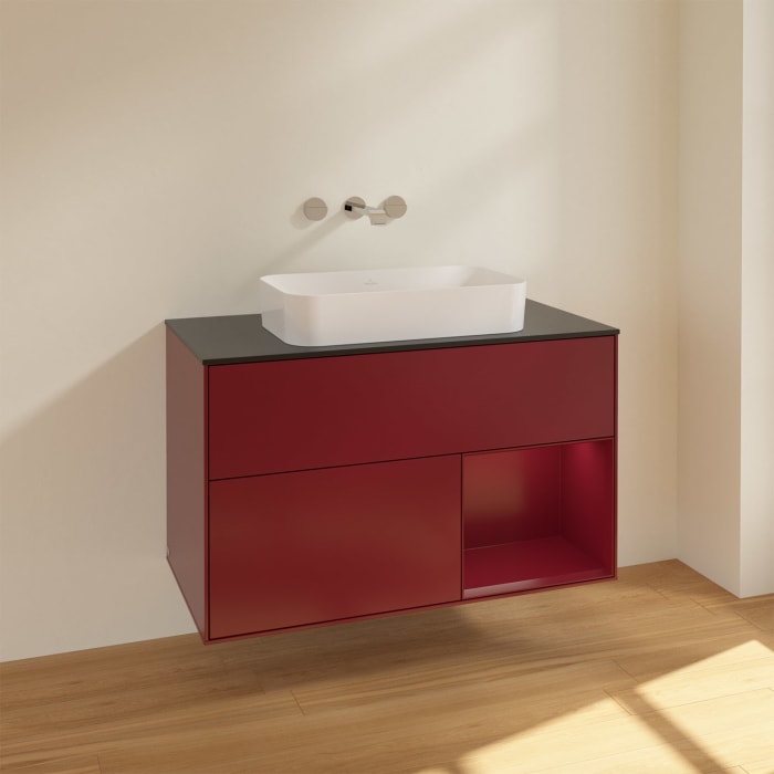 Villeroy & Boch Finion Waschtischunterschrank 100 cm mit Regalelement rechts und Abdeckplatte