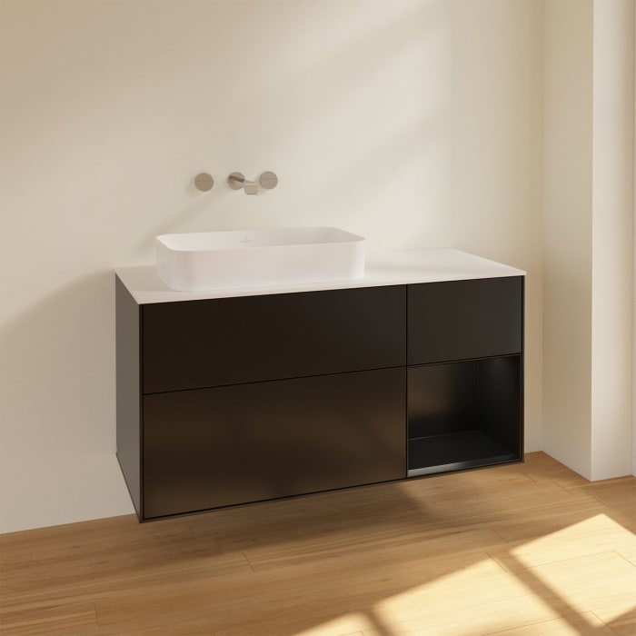 Villeroy & Boch Finion Waschtischunterschrank 120 cm mit Regalelement rechts und Abdeckplatte
