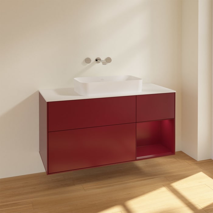 Villeroy & Boch Finion Waschtischunterschrank 120 cm mit Regalelement rechts und Abdeckplatte