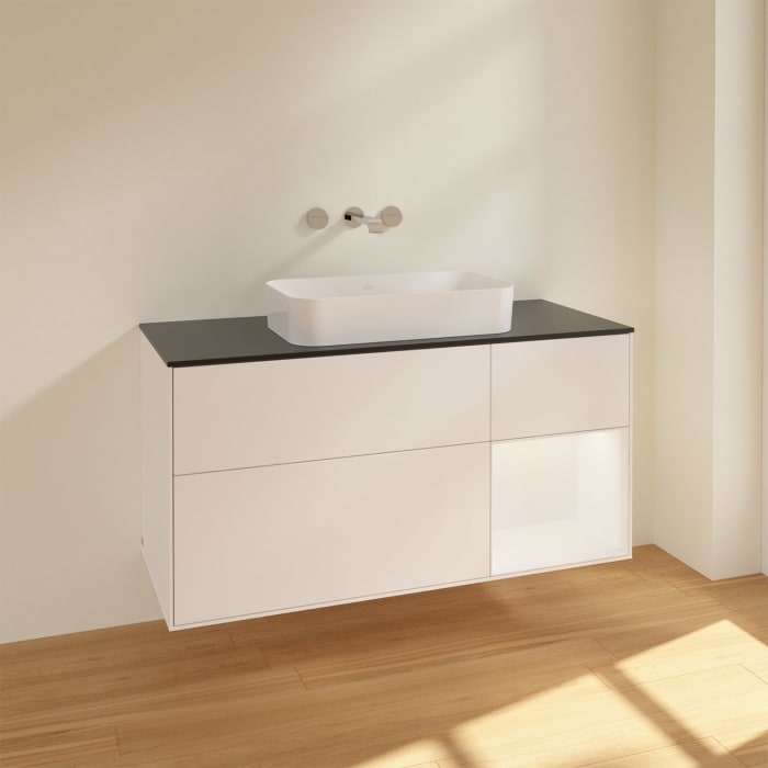 Villeroy & Boch Finion Waschtischunterschrank 120 cm mit Regalelement rechts und Abdeckplatte