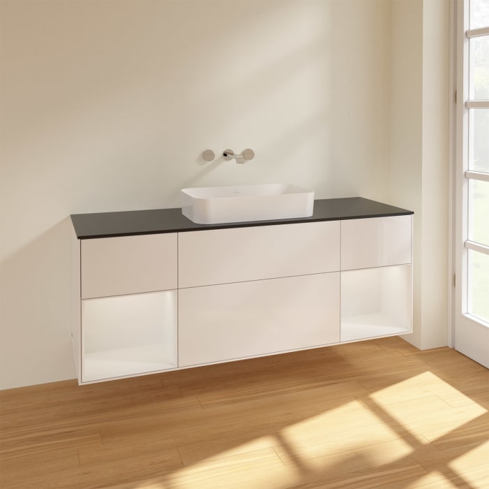 Villeroy & Boch Finion Waschtischunterschrank 160 cm mit Regalelement links und rechts und Abdeckplatte