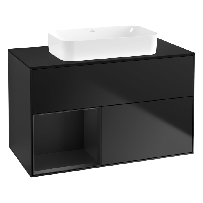 Villeroy & Boch Finion Waschtischunterschrank 100 cm mit Regalelement links und Abdeckplatte