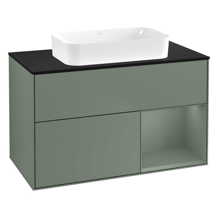 Villeroy & Boch Finion Waschtischunterschrank 100 cm mit Regalelement rechts und Abdeckplatte