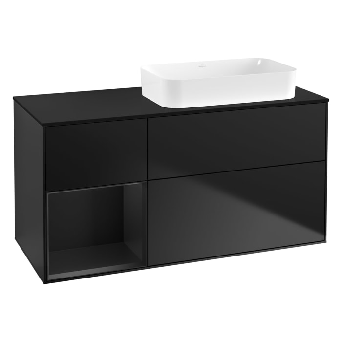 Villeroy & Boch Finion Waschtischunterschrank 120 cm mit Regalelement links und Abdeckplatte