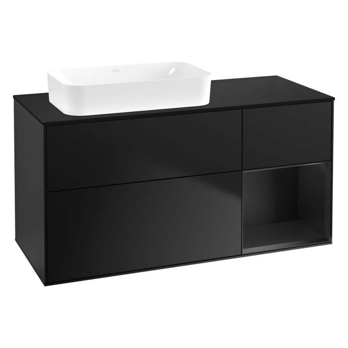 Villeroy & Boch Finion Waschtischunterschrank 120 cm mit Regalelement rechts und Abdeckplatte