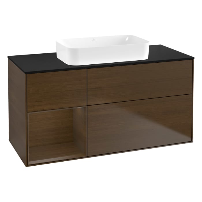 Villeroy & Boch Finion Waschtischunterschrank 120 cm mit Regalelement links und Abdeckplatte