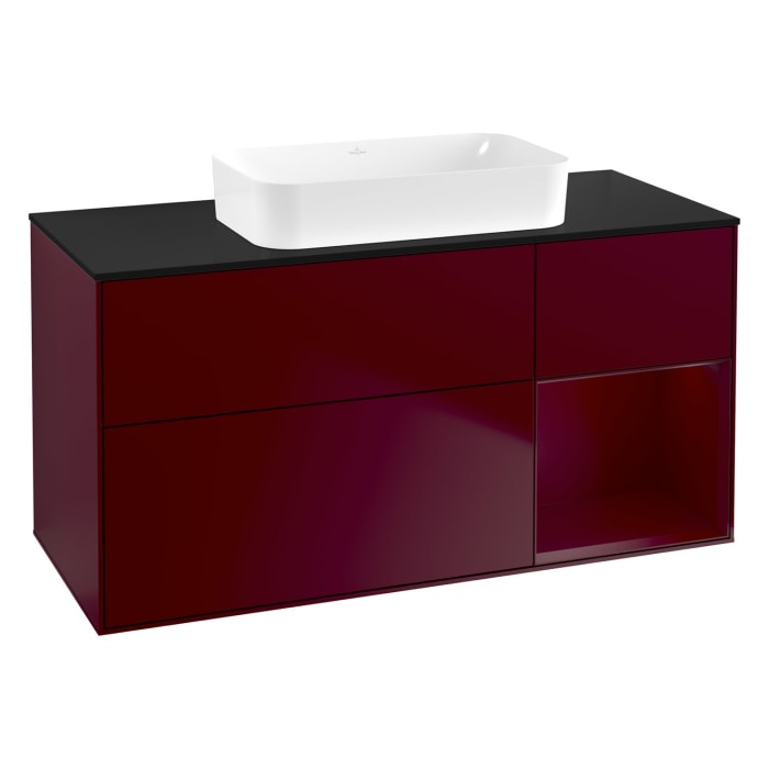 Villeroy & Boch Finion Waschtischunterschrank 120 cm mit Regalelement rechts und Abdeckplatte