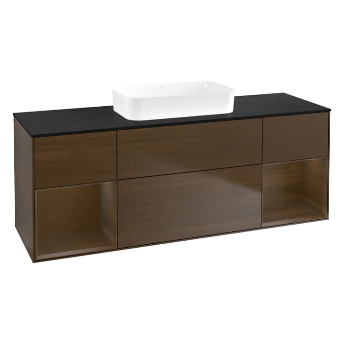 Villeroy & Boch Finion Waschtischunterschrank 160 cm mit Regalelement links und rechts und Abdeckplatte