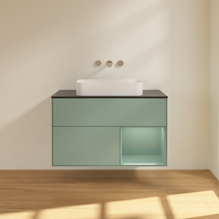 Villeroy & Boch Finion Waschtischunterschrank 100 cm mit Regalelement rechts und Abdeckplatte