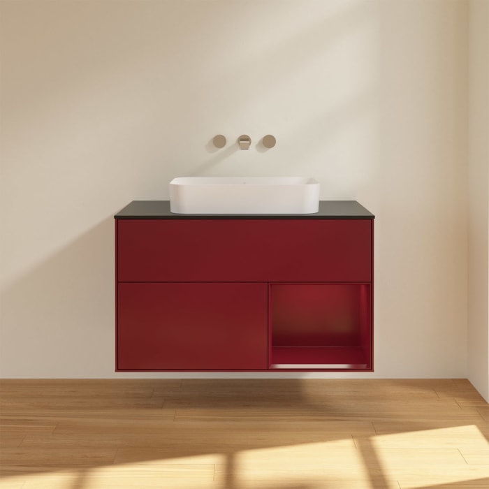 Villeroy & Boch Finion Waschtischunterschrank 100 cm mit Regalelement rechts und Abdeckplatte