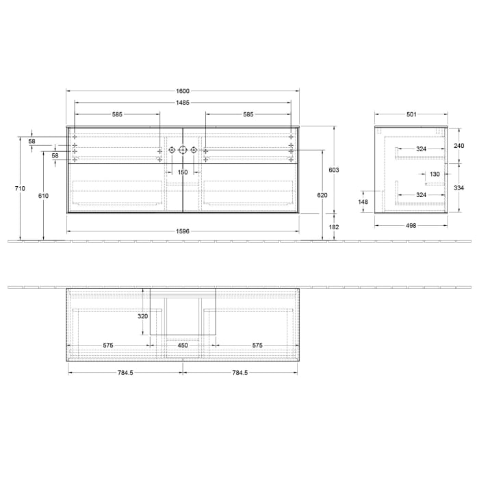 Villeroy & Boch Finion Waschtischunterschrank 160 cm mit Abdeckplatte