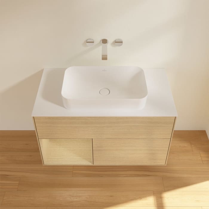 Villeroy & Boch Finion Waschtischunterschrank 100 cm mit Regalelement links und Abdeckplatte