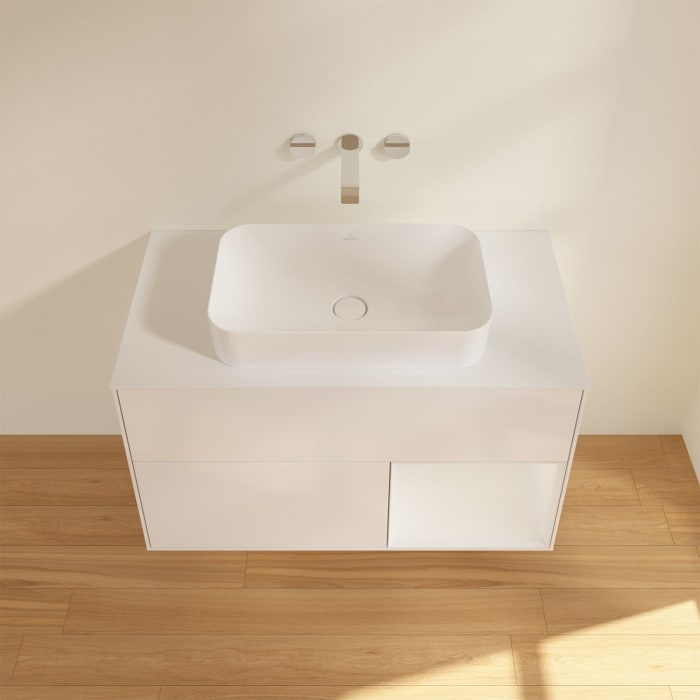 Villeroy & Boch Finion Waschtischunterschrank 100 cm mit Regalelement rechts und Abdeckplatte