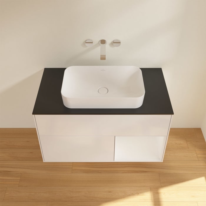Villeroy & Boch Finion Waschtischunterschrank 100 cm mit Regalelement rechts und Abdeckplatte
