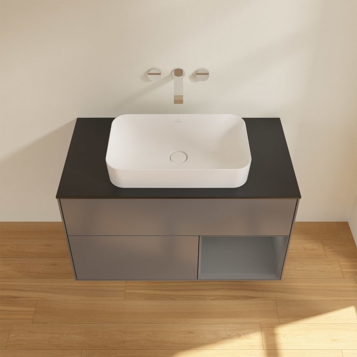 Villeroy & Boch Finion Waschtischunterschrank 100 cm mit Regalelement rechts und Abdeckplatte