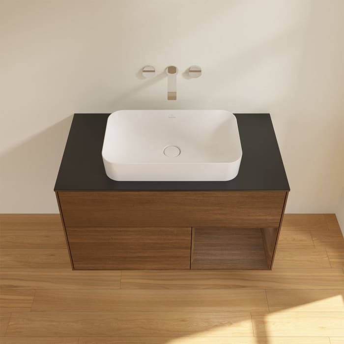 Villeroy & Boch Finion Waschtischunterschrank 100 cm mit Regalelement rechts und Abdeckplatte