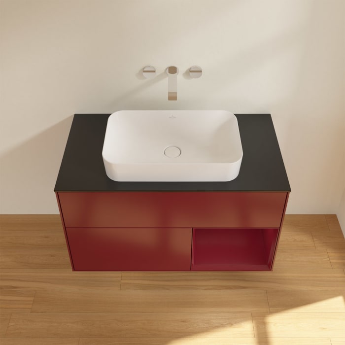 Villeroy & Boch Finion Waschtischunterschrank 100 cm mit Regalelement rechts und Abdeckplatte