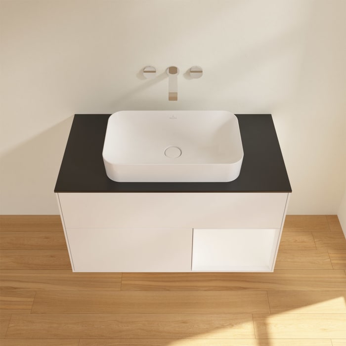 Villeroy & Boch Finion Waschtischunterschrank 100 cm mit Regalelement rechts und Abdeckplatte