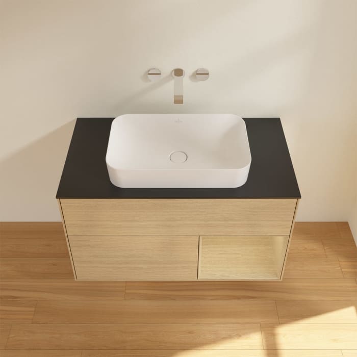 Villeroy & Boch Finion Waschtischunterschrank 100 cm mit Regalelement rechts und Abdeckplatte