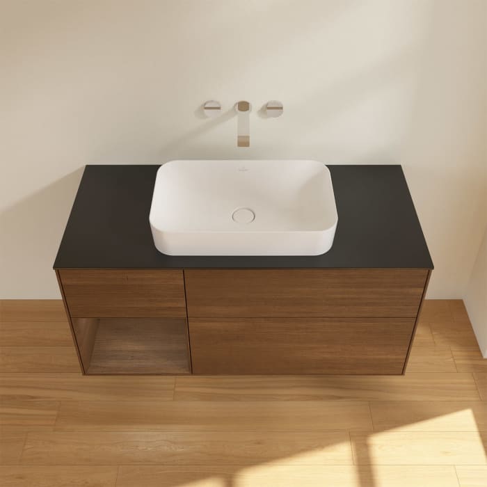 Villeroy & Boch Finion Waschtischunterschrank 120 cm mit Regalelement links und Abdeckplatte