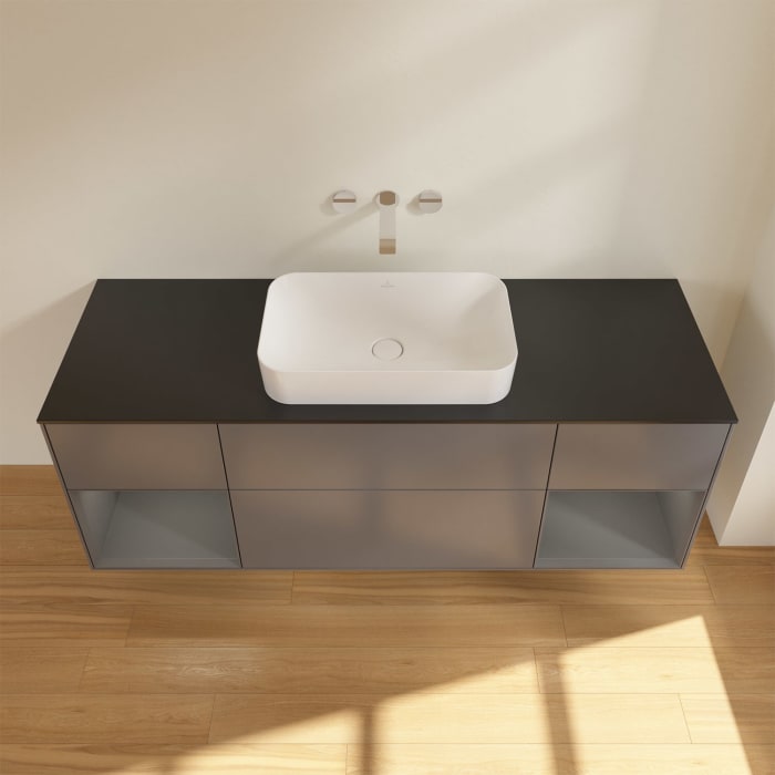 Villeroy & Boch Finion Waschtischunterschrank 160 cm mit Regalelement links und rechts und Abdeckplatte