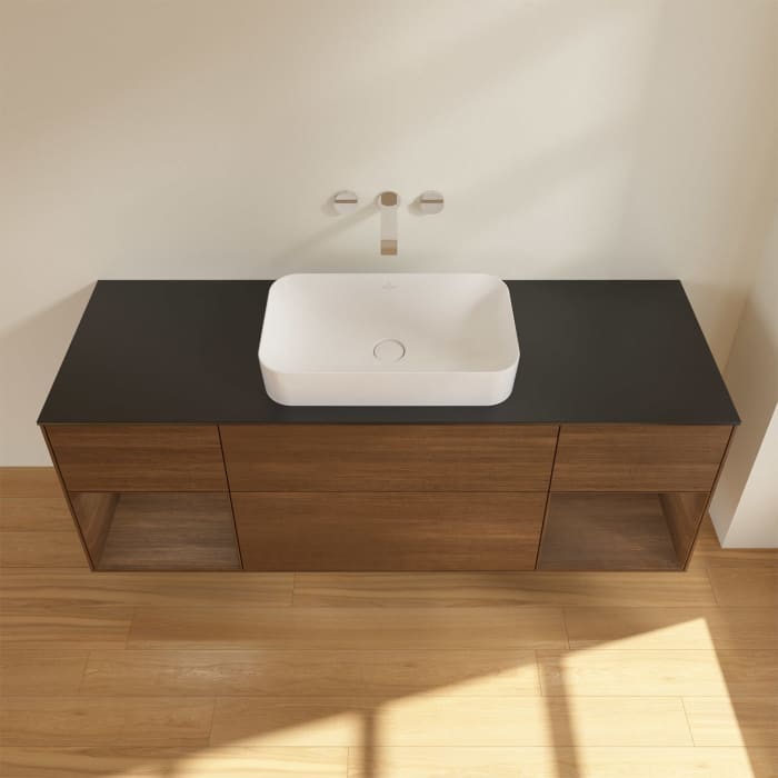 Villeroy & Boch Finion Waschtischunterschrank 160 cm mit Regalelement links und rechts und Abdeckplatte