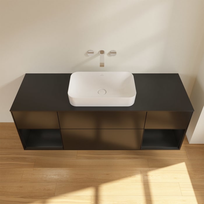 Villeroy & Boch Finion Waschtischunterschrank 160 cm mit Regalelement links und rechts und Abdeckplatte