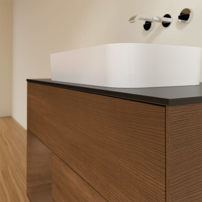 Villeroy & Boch Finion Waschtischunterschrank 100 cm mit Regalelement links und Abdeckplatte