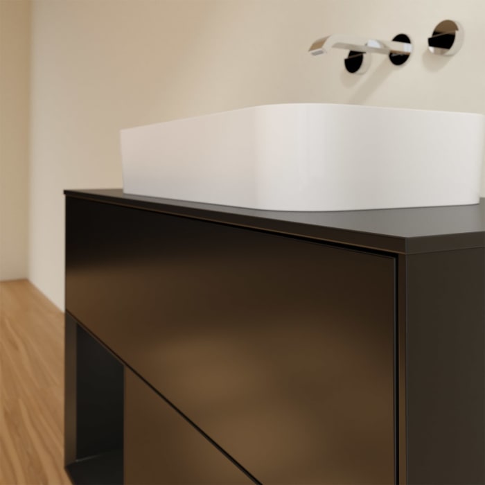 Villeroy & Boch Finion Waschtischunterschrank 100 cm mit Regalelement links und Abdeckplatte