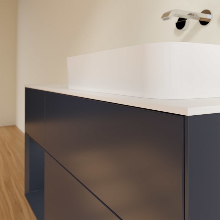 Villeroy & Boch Finion Waschtischunterschrank 120 cm mit Regalelement links und Abdeckplatte