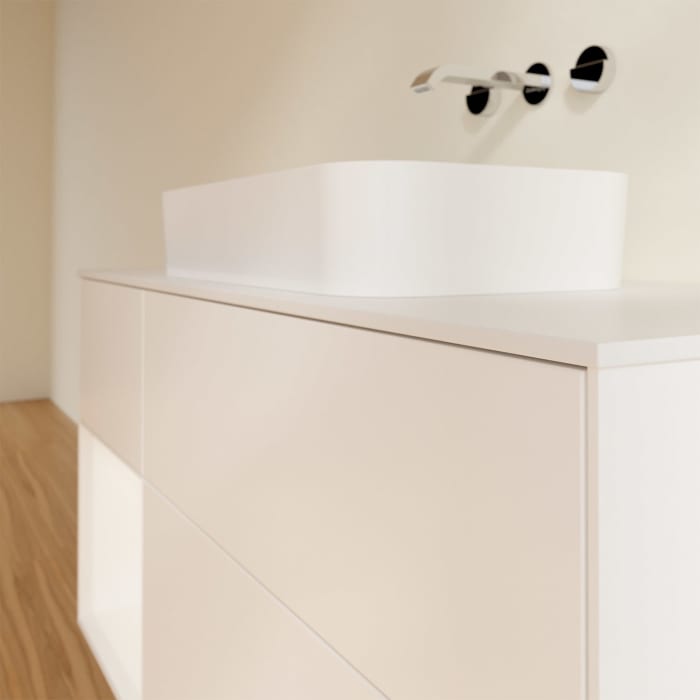 Villeroy & Boch Finion Waschtischunterschrank 120 cm mit Regalelement links und Abdeckplatte