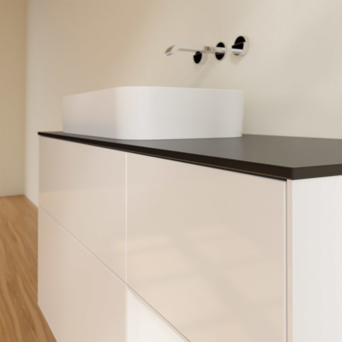 Villeroy & Boch Finion Waschtischunterschrank 120 cm mit Regalelement rechts und Abdeckplatte, mit Wandbeleuchtung