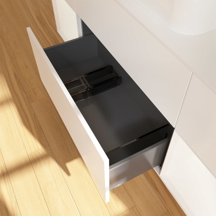 Villeroy & Boch Finion Waschtischunterschrank 160 cm mit Regalelement links und rechts und Abdeckplatte