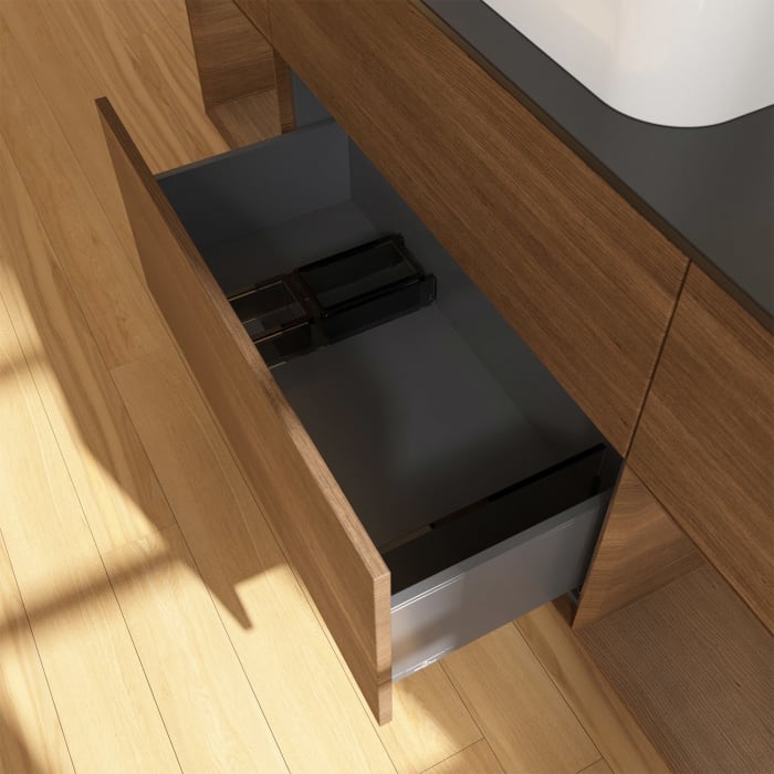 Villeroy & Boch Finion Waschtischunterschrank 160 cm mit Regalelement links und rechts und Abdeckplatte