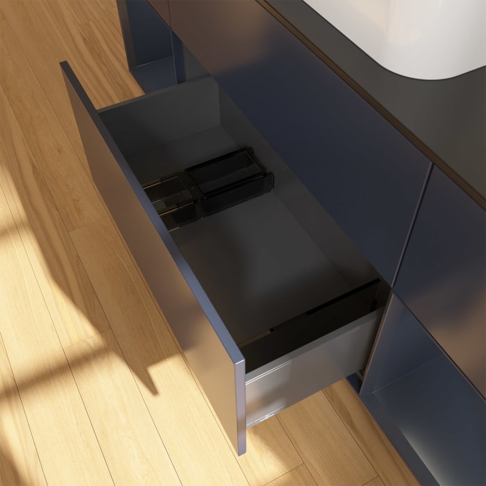 Villeroy & Boch Finion Waschtischunterschrank 160 cm mit Regalelement links und rechts und Abdeckplatte