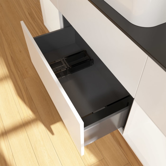 Villeroy & Boch Finion Waschtischunterschrank 160 cm mit Regalelement links und rechts und Abdeckplatte