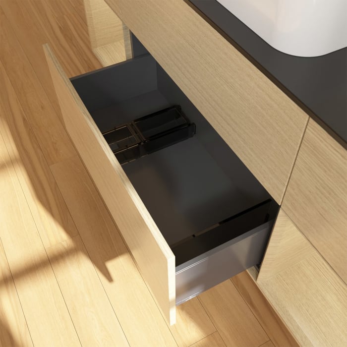 Villeroy & Boch Finion Waschtischunterschrank 160 cm mit Regalelement links und rechts und Abdeckplatte