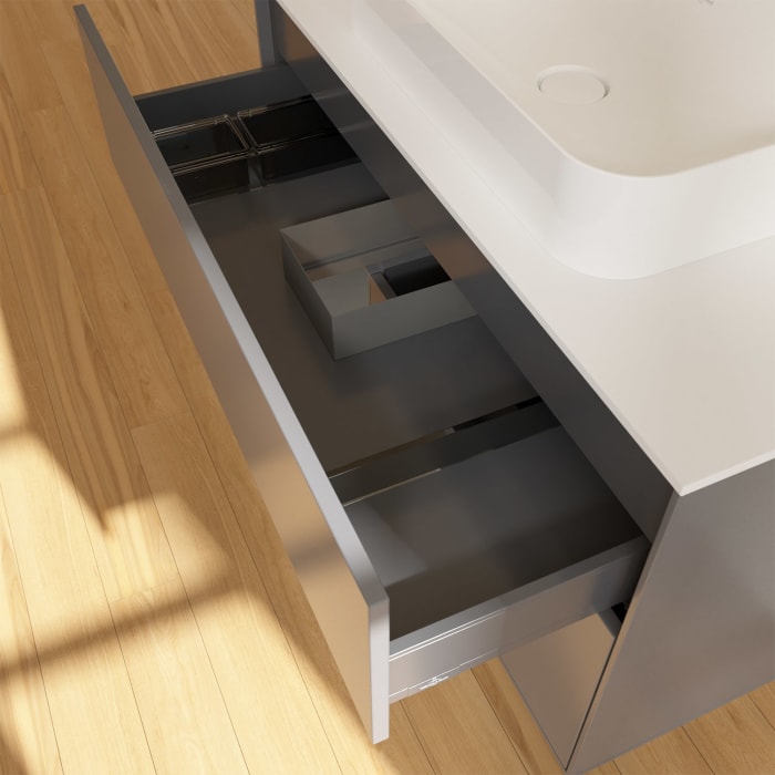 Villeroy & Boch Finion Waschtischunterschrank 100 cm mit Regalelement links und Abdeckplatte