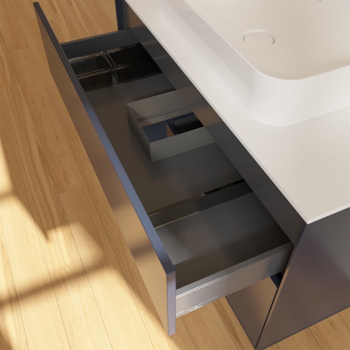 Villeroy & Boch Finion Waschtischunterschrank 100 cm mit Regalelement links und Abdeckplatte