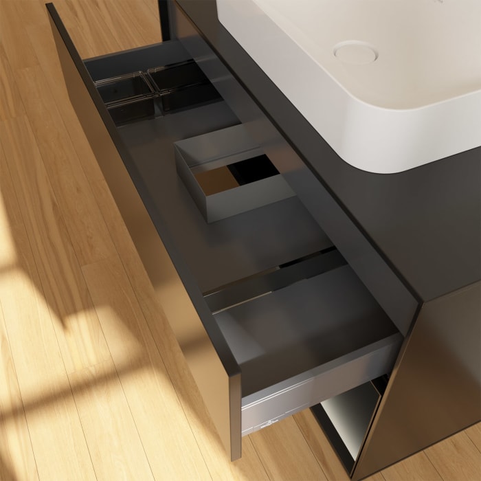 Villeroy & Boch Finion Waschtischunterschrank 100 cm mit Regalelement rechts und Abdeckplatte