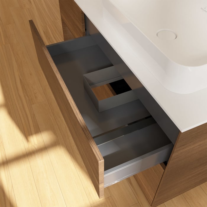 Villeroy & Boch Finion Waschtischunterschrank 120 cm mit Regalelement links und Abdeckplatte