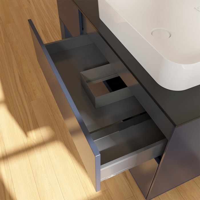 Villeroy & Boch Finion Waschtischunterschrank 120 cm mit Regalelement links und Abdeckplatte