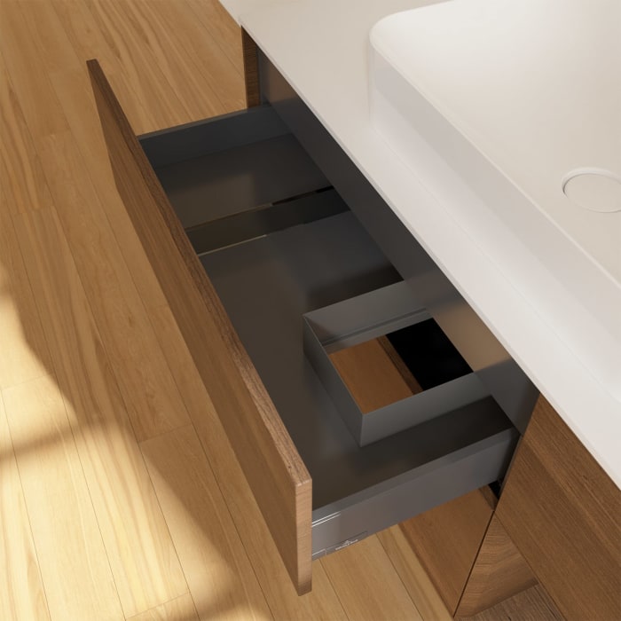 Villeroy & Boch Finion Waschtischunterschrank 120 cm mit Regalelement rechts und Abdeckplatte