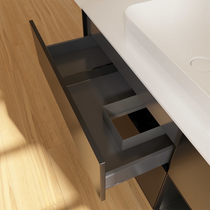 Villeroy & Boch Finion Waschtischunterschrank 120 cm mit Regalelement rechts und Abdeckplatte