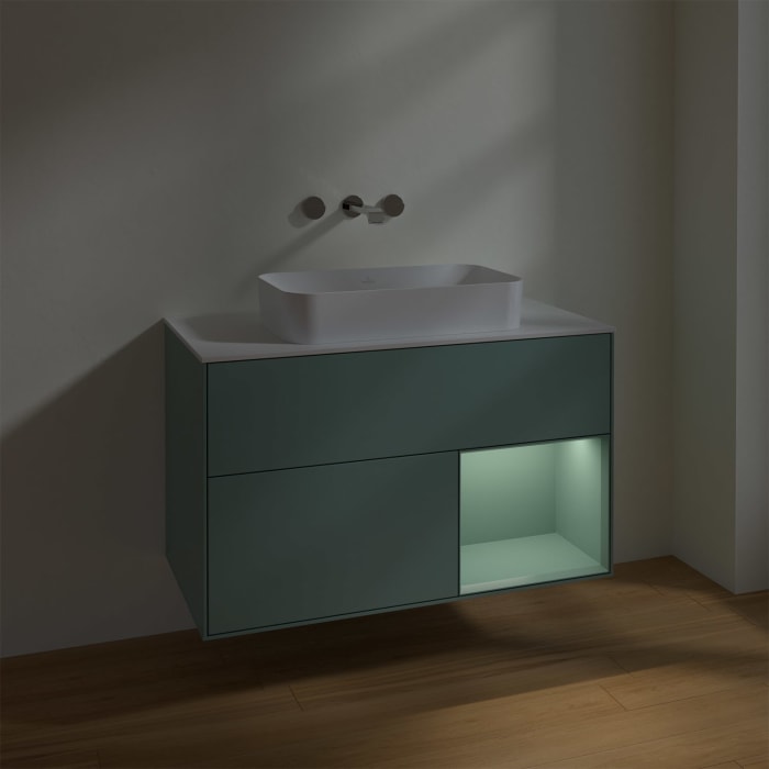 Villeroy & Boch Finion Waschtischunterschrank 100 cm mit Regalelement rechts und Abdeckplatte
