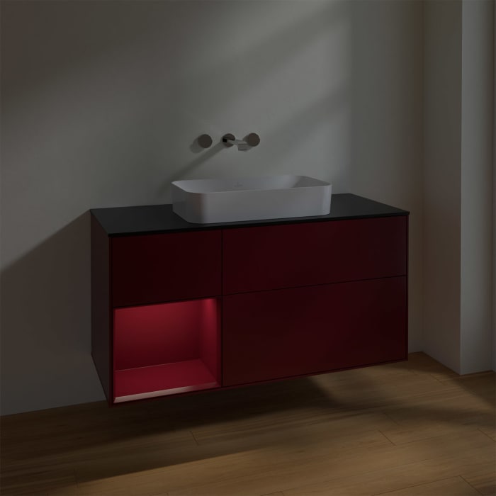 Villeroy & Boch Finion Waschtischunterschrank 120 cm mit Regalelement links und Abdeckplatte