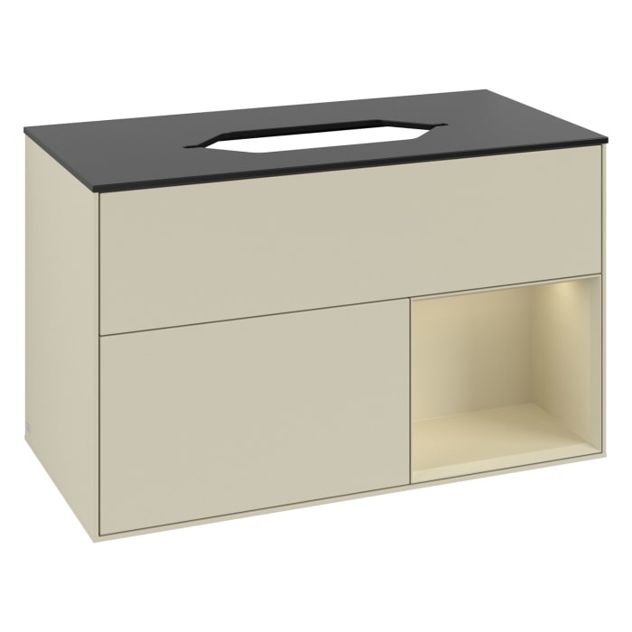 Villeroy & Boch Finion Waschtischunterschrank 100 cm mit Regalelement rechts und Abdeckplatte