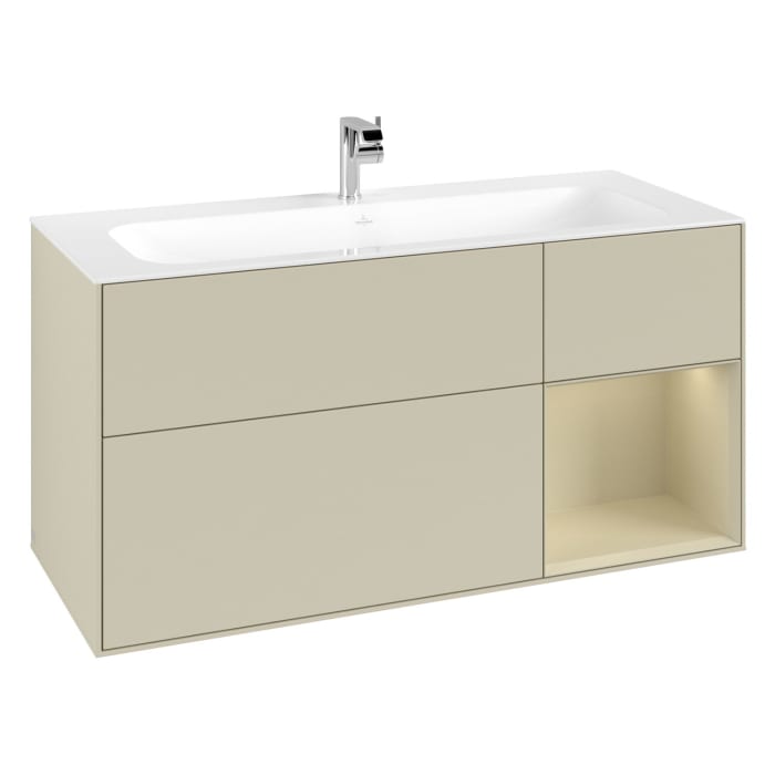 Villeroy & Boch Finion Waschtischunterschrank 119,6 cm mit Regalelement rechts, 3 Auszügen