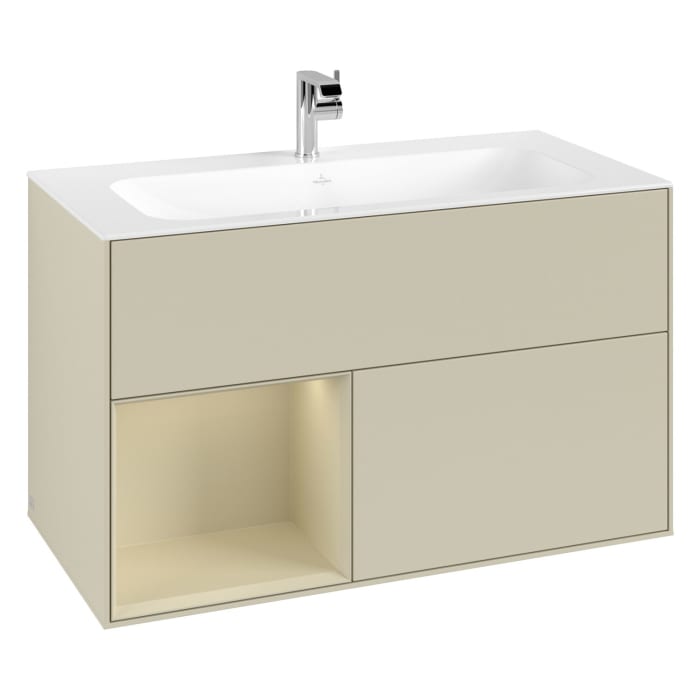 Villeroy & Boch Finion Waschtischunterschrank 99,6 cm mit Regalelement links, 2 Auszügen